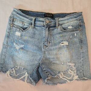 Judy Blue Women's Ripped Jean Shorts - Light Blue
